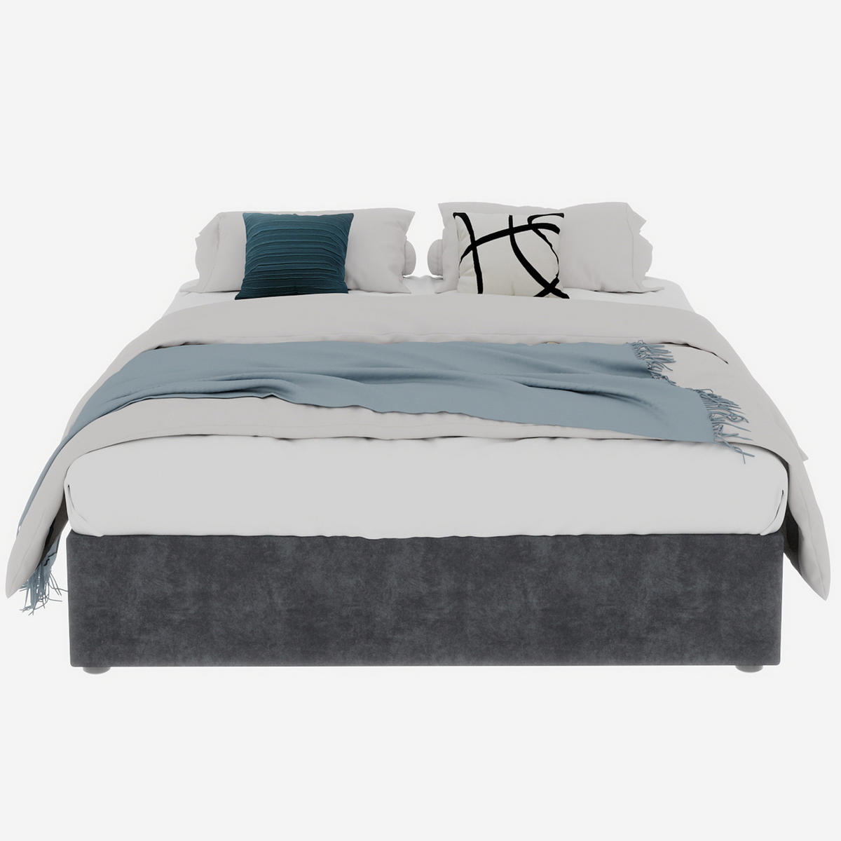 POLSTERBETT 160x200 cm Samt Stauraum hydraulisch grau - Grau, Textil (160/200cm) - LEBENLANG