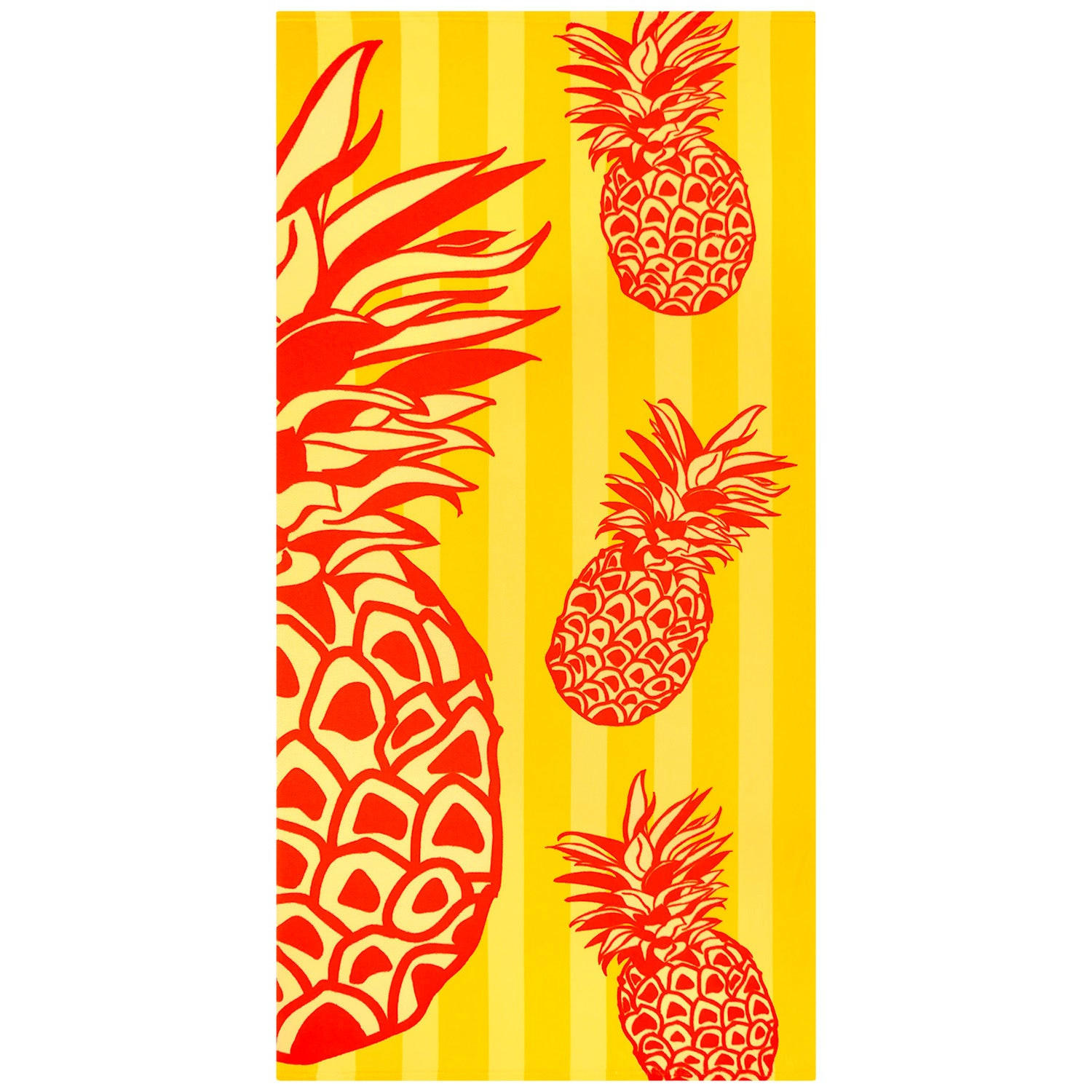 STRANDTUCH Mikrofaser Gelb 75x150 220g/m² - Pop-Ananas - Braun, Textil (150/75cm) - LE COMPTOIR DE LA PLAGE