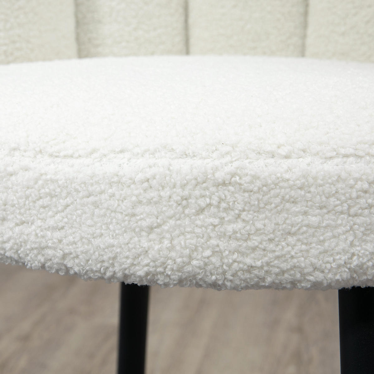BARHOCKER 2er-Set DE-14722 mit Boucle-Bezug & Fußstütze Creme/Schwarz - Weiß, Metall (50/93/52cm) - ComfortXL