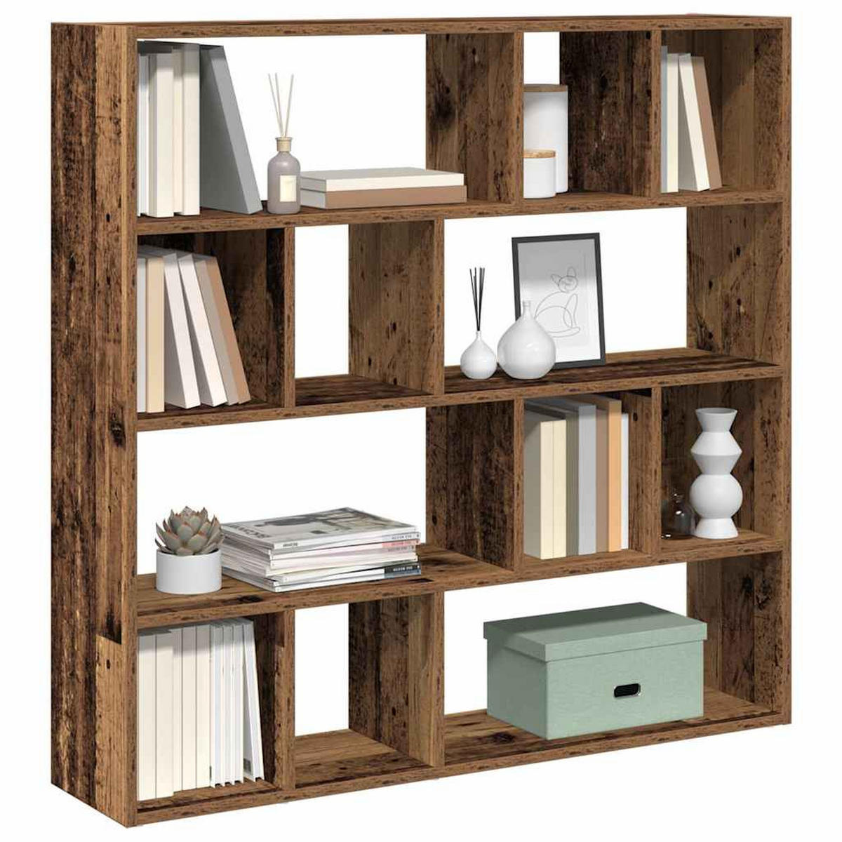 BÜCHERREGAL/RAUMTEILER Altholz-Optik 105/24/102 Cm - Braun, Holzwerkstoff (24/102/105cm) - vidaXL