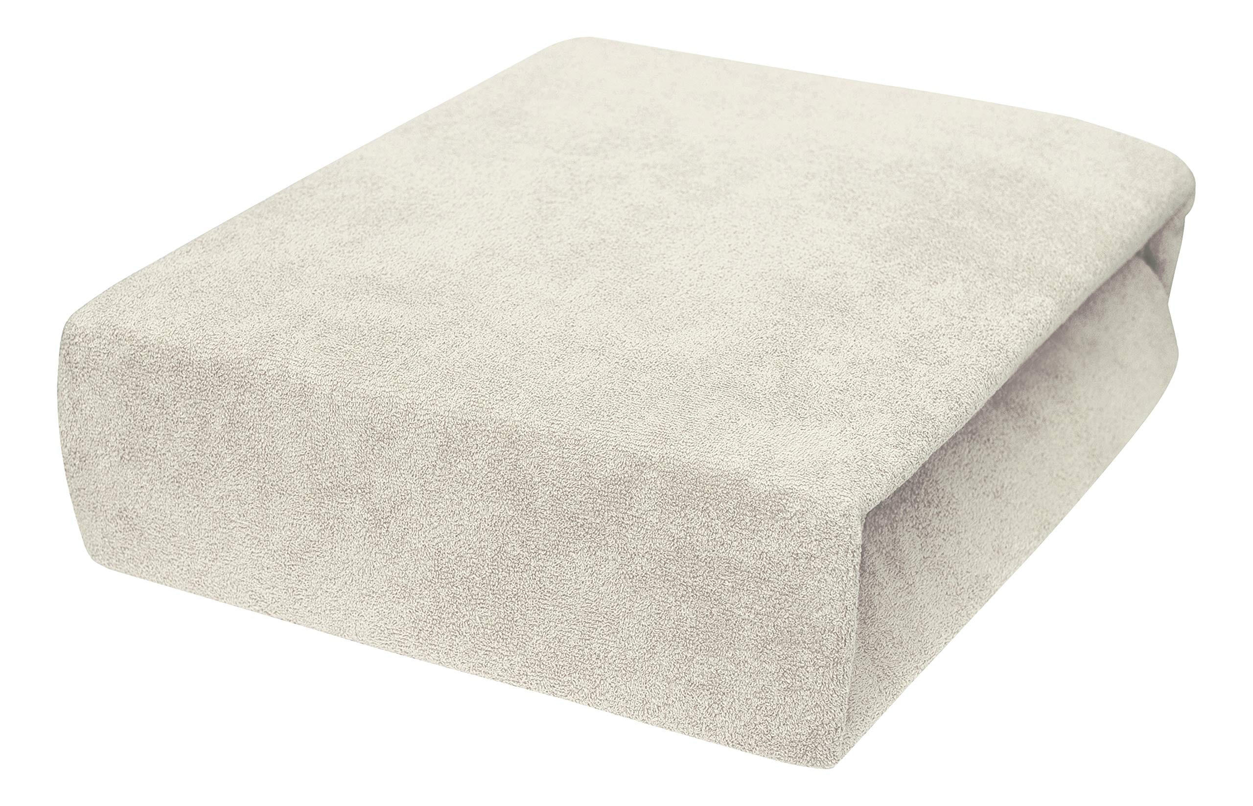 SPANNBETTLAKEN 90/200 cm, Frottee Elastisch 100 % Baumwolle Ecri - Ecru, Textil (90/200cm) - Best For Home