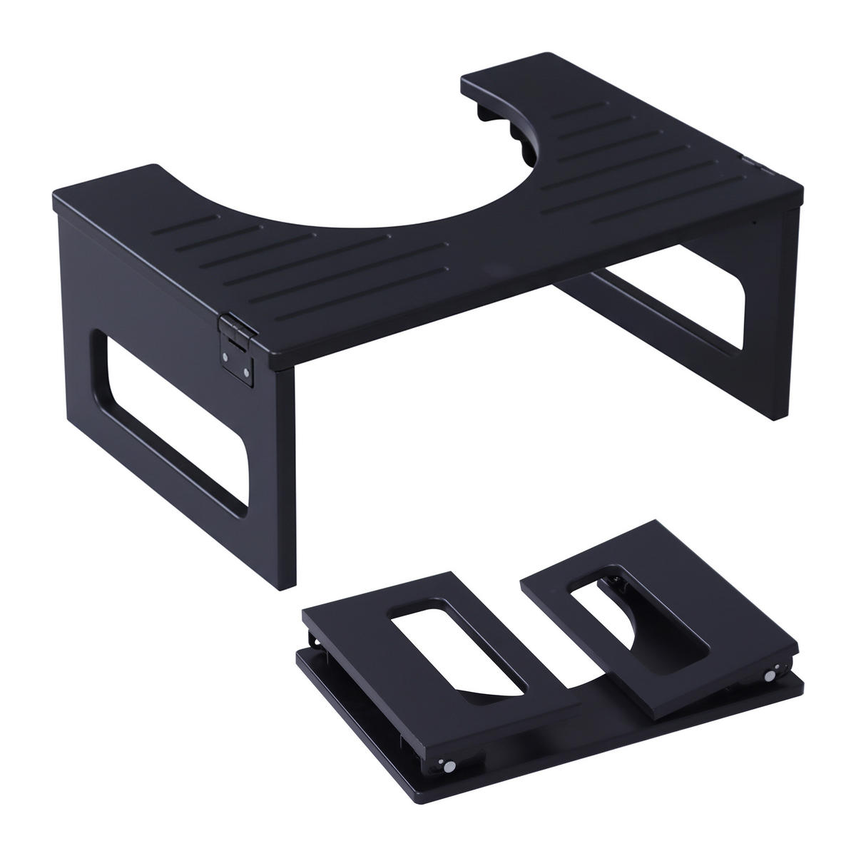 TOILETTENHOCKER - Schwarz, Holz/Kunststoff (43/18/27.5cm) - Relaxdays