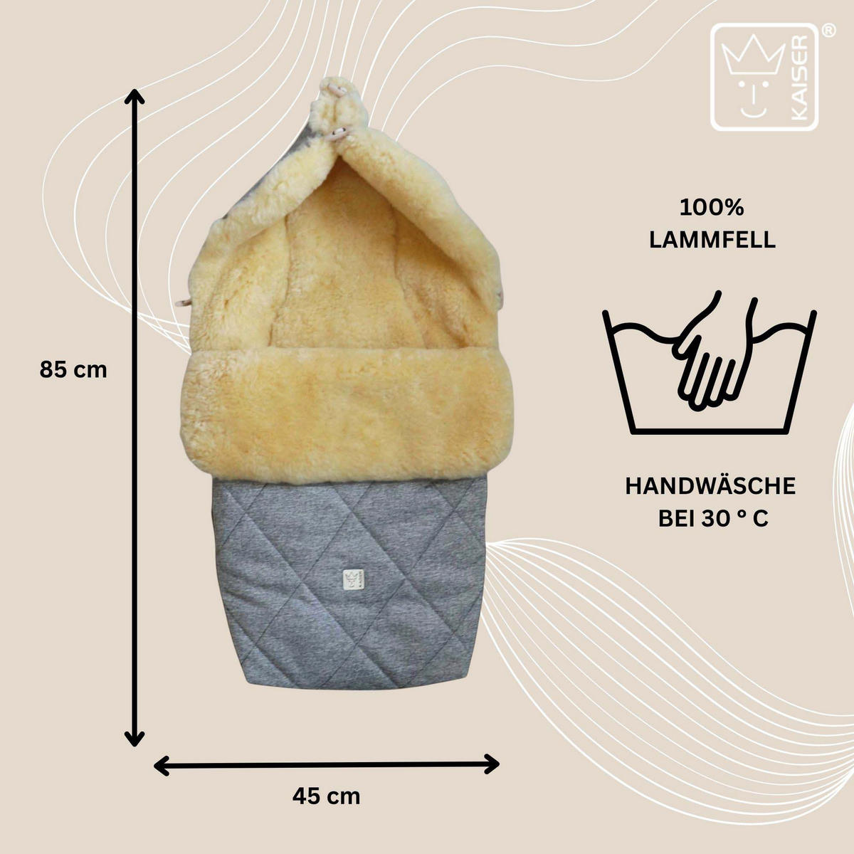 LAMMFELL-FUSSSACK Coosy, light grey melange - Grau, Fell (45/85cm) - Kaiserbaby