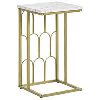 BEISTELLTISCH Marmor Optik weiß/gold Pandale - Goldfarben/Weiß, Metall (30/30/54cm) - Beliani