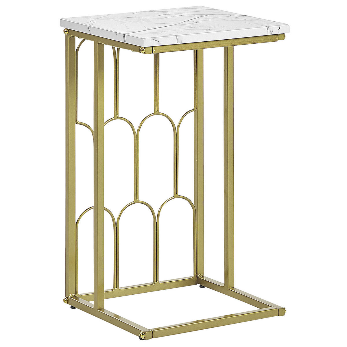 BEISTELLTISCH Marmor Optik weiß/gold Pandale - Goldfarben/Weiß, Metall (30/30/54cm) - Beliani