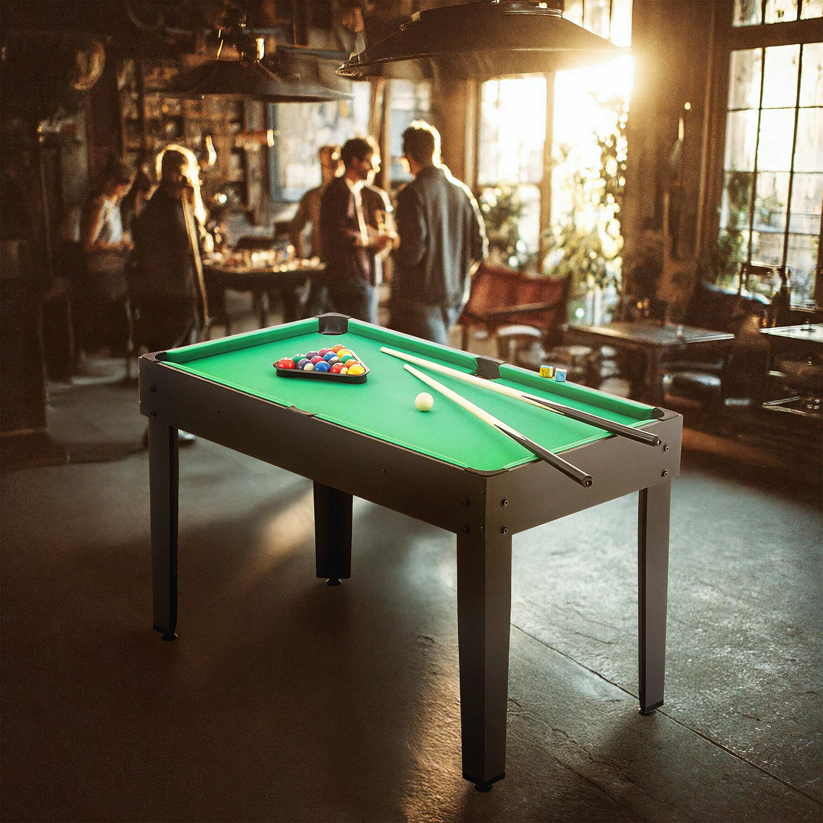 MULTIFUNKTIONALER SPIELTISCH Sirgamealot,125 x 123 x 83 cm,schwarz/grün - Schwarz/Grün, Holz (125/123cm) - tectake