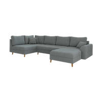 WOHNLANDSCHAFT Henrik Grau Boucle - Ottomane rechts - Dunkelgrau/Braun, Holz/Textil (310/81/161cm) - S-Style Möbel