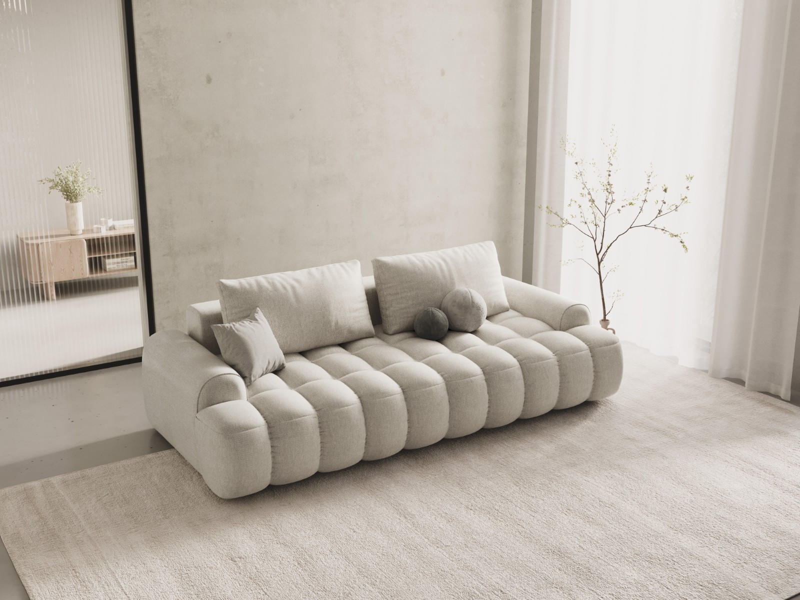 Thumbnail - Cosmopolitan Design Ausklappbares-Sofa, Beige, Textil, 4-Sitzer, 100x84x250 cm, Wohnzimmer, Sofas & Couches, Schlafsofas