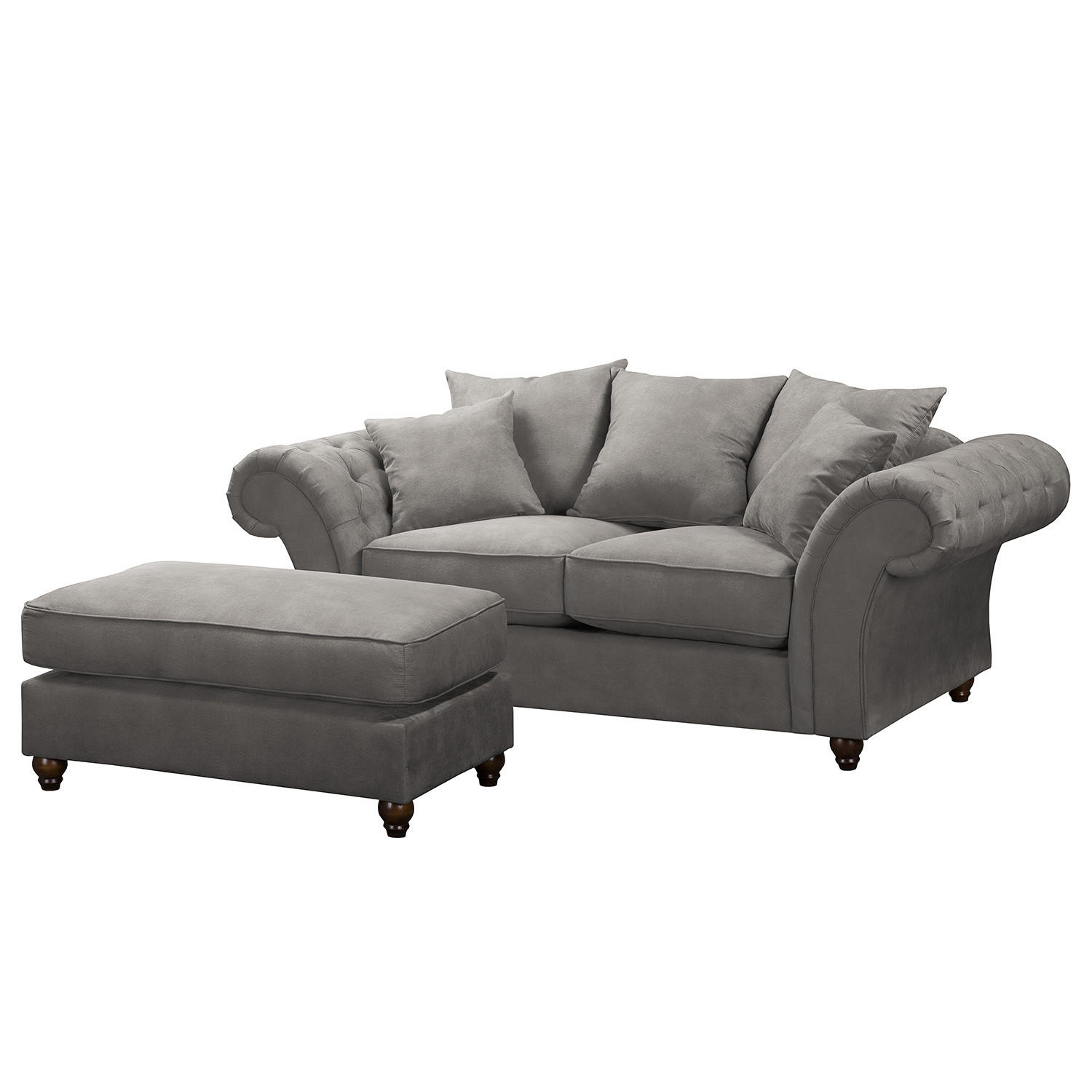 2-SITZER SOFA - Antiklederlook - Dunkelgrau, Textil (210/90/93cm) - home24