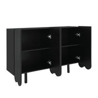 SIDEBOARD in Schwarz Tropfenförmiges Anrichte mit geformten Türen für Wohnzimmer und Esszimmer, B120/T37.5/H80.8 cm - Schwarz, Holzwerkstoff/Metall (120/80.8/37.5cm) - STILVORA