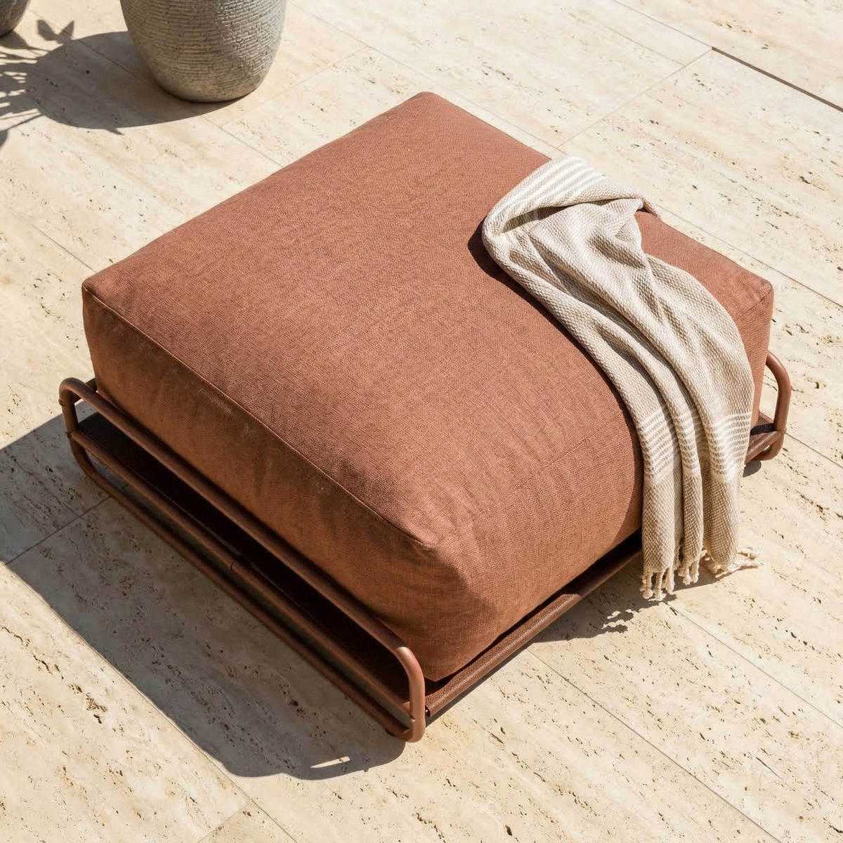 GARTENHOCKER mit Gestell, terrakottafarbenem - Braun, Textil (97/42/97cm) - Oviala