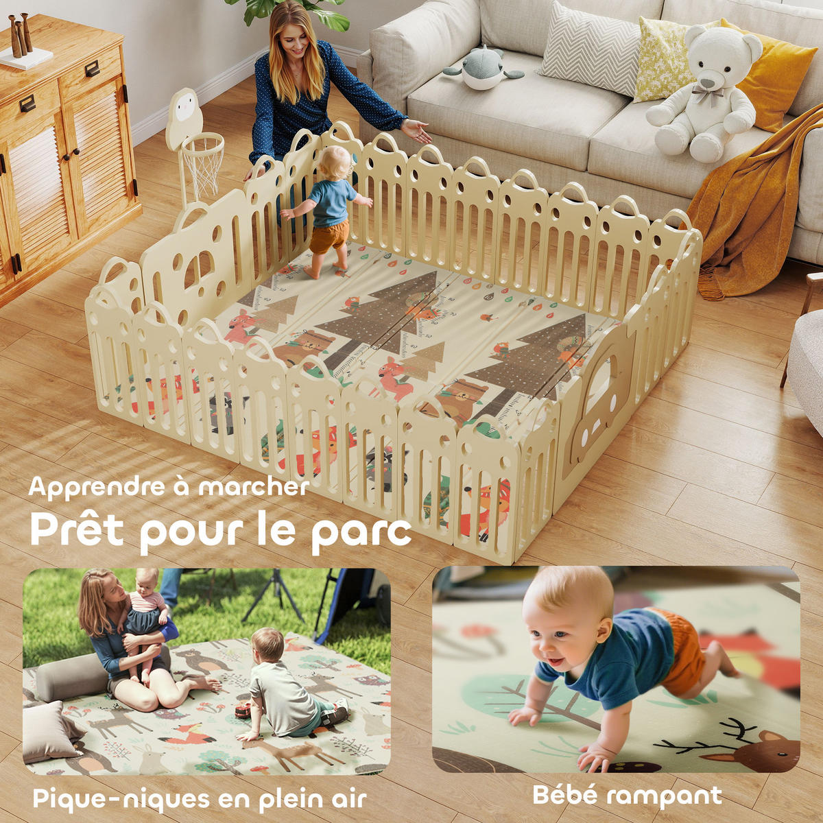 SPIELMATTE DE-18926 196x176 cm, faltbar, doppelseitig Bunt - Multicolor, Kunststoff (176/196cm) - ComfortXL