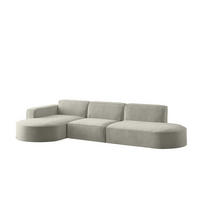 ECKSOFA Palma In Noel - Hellgrau, Holzwerkstoff/Textil (296/165cm) - Fun Möbel
