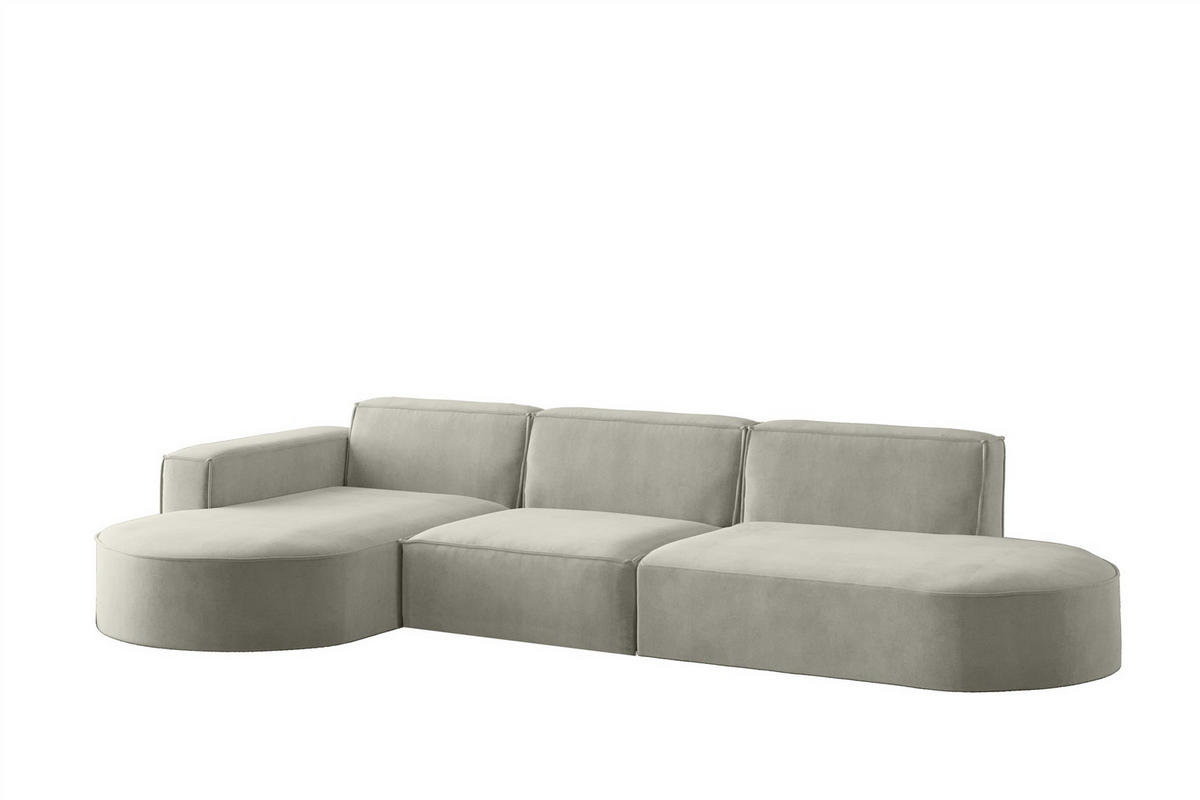 ECKSOFA Palma In Noel - Hellgrau, Holzwerkstoff/Textil (296/165cm) - Fun Möbel