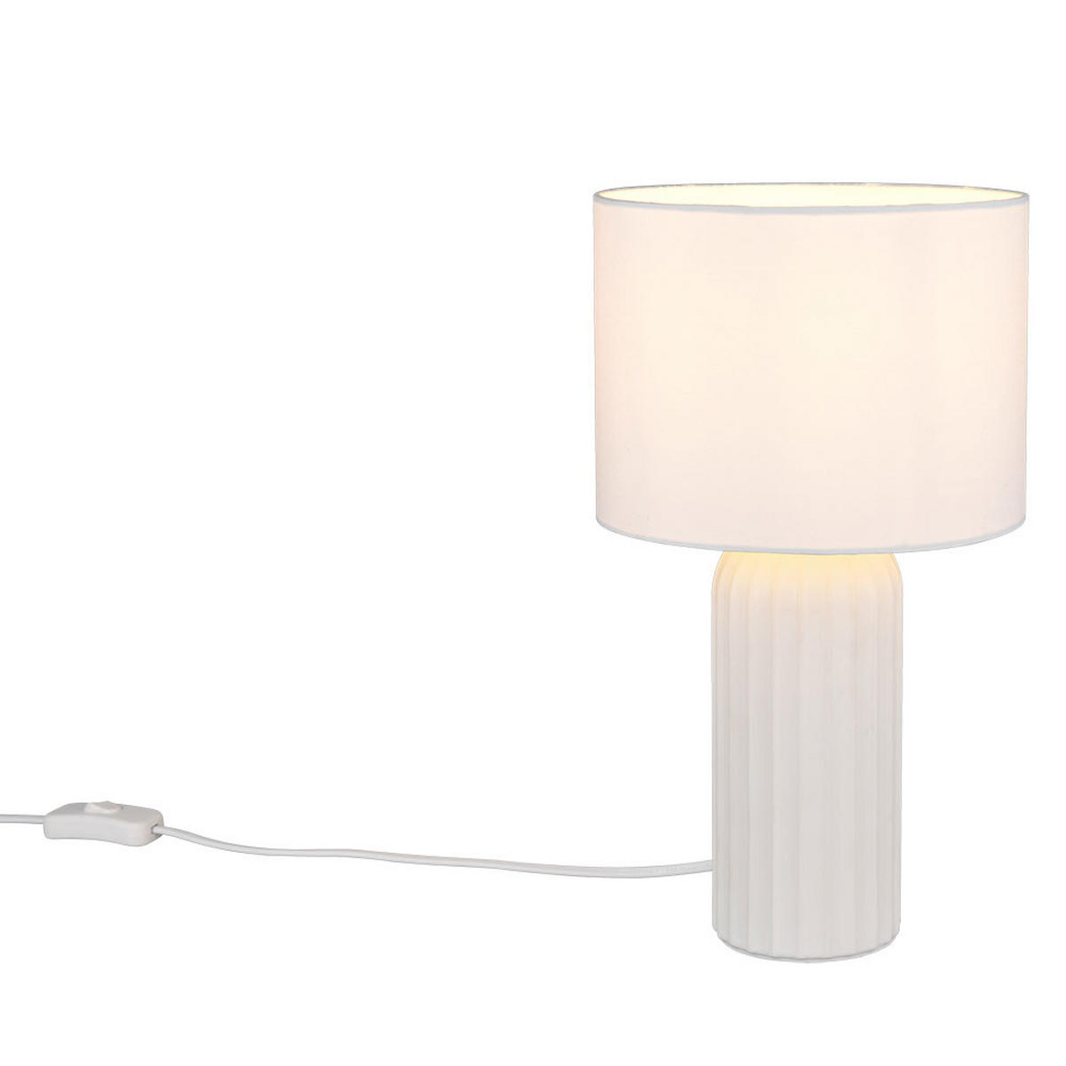 TISCHLEUCHTE Keramik Weiß - Weiß, Textil (20/20/36cm)