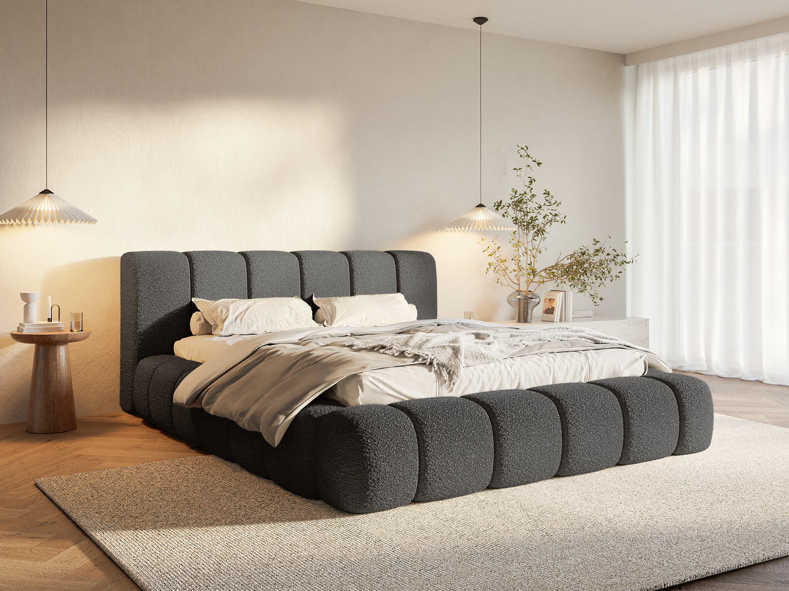 POLSTERBETT Goa 160x200 cm, Schwarz - Schwarz, Textil (160/200cm) - Fedve
