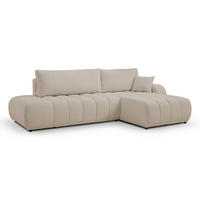 ECKSOFA Baloo mit Schlaffunktion und Bettkasten, komfortable Polsterung, Stoffbezug, lose Rückenkissen, freistehend, RECHTS, 276x176x88 cm, Beige - Beige, Holz/Textil (276/176cm) - DomoHome