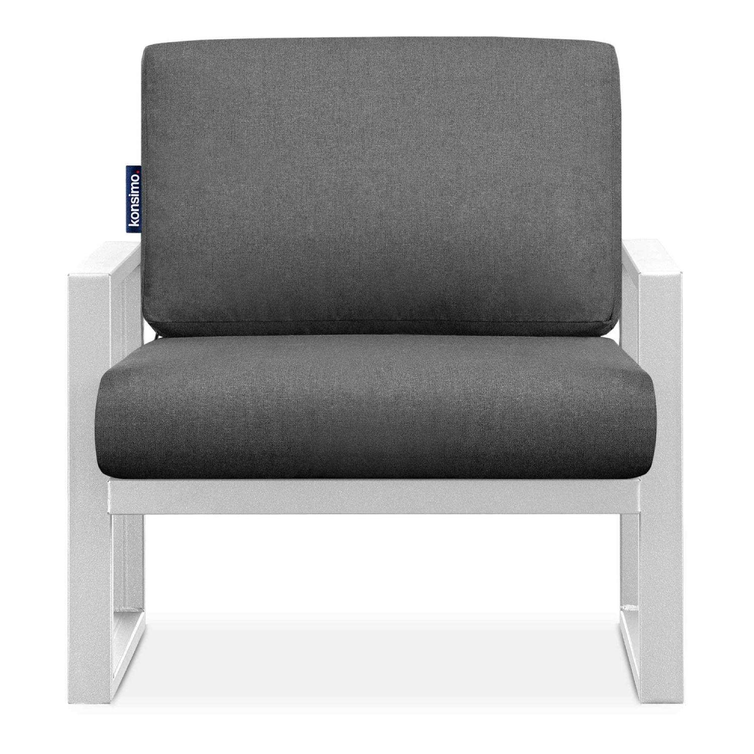 GARTENSESSEL FRENA ,Weiß/Grau - Weiß/Grau, Textil/Metall (70/65/60cm) - KONSIMO®