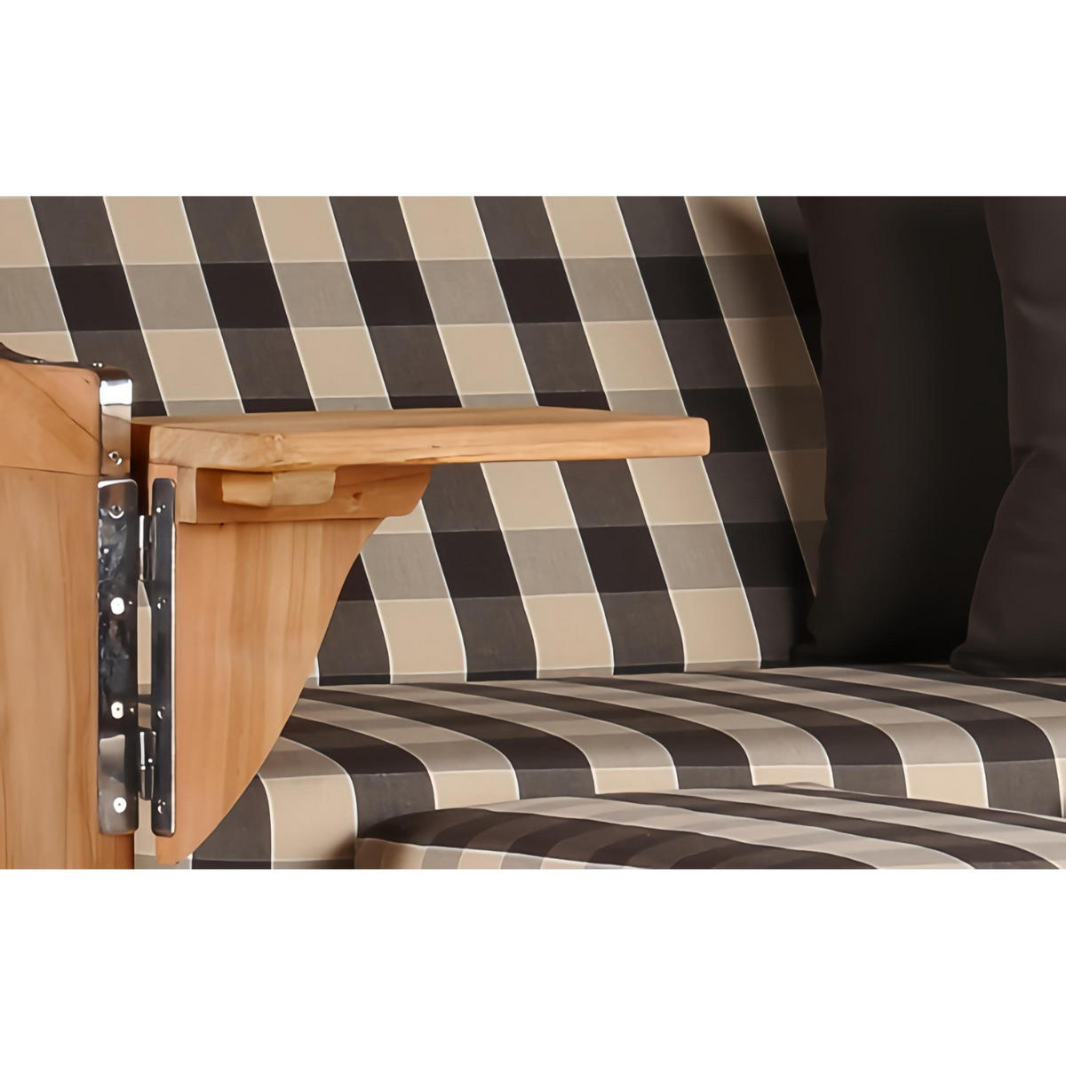 STRANDKORB Düne 2 Sitzer Teak PE Grey - Braun/Grau, Holz/Metall (125/170/80cm) - Mr. Deko