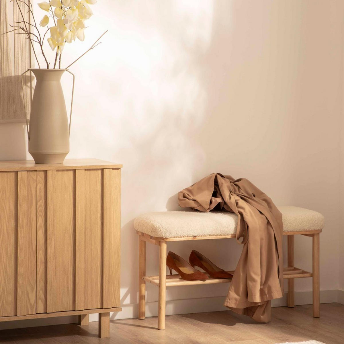 BANK Enise Weiß 90 cm x 46 cm - Weiß, Textil (90/46/35cm)