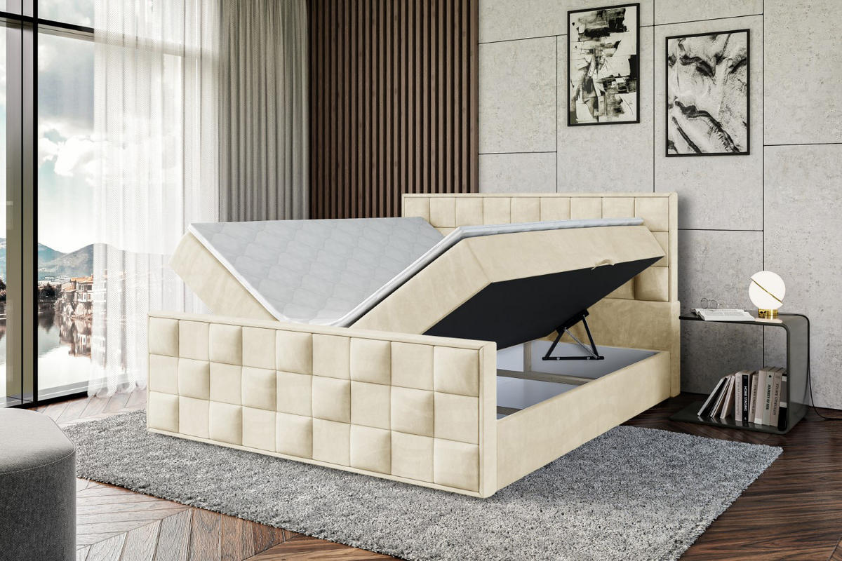 BOXBETT ZAFIRA - 200x200 - H4 - Beige - Beige, Holzwerkstoff (200/200cm) - ALTDECOR