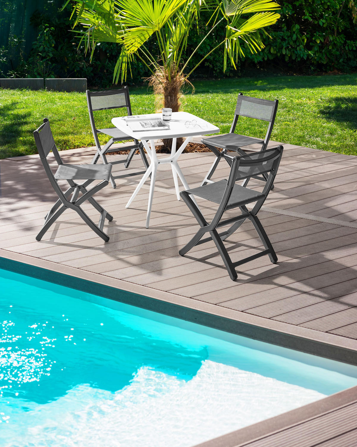 GARTENSTUHL 4er-Set Dunkelgrau Talca - Dunkelgrau, Kunststoff (45/83/53cm) - Beliani