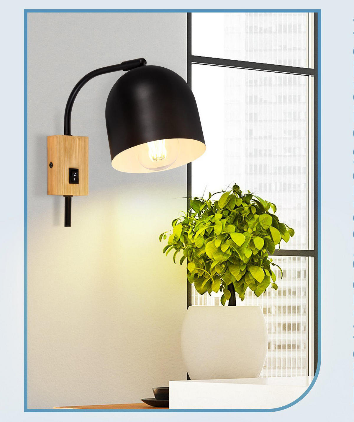 WANDLEUCHTE Panorama 21.7/20.5/12.3 cm - Schwarz, Metall (20.5/12.3/21.7cm) - ZMH