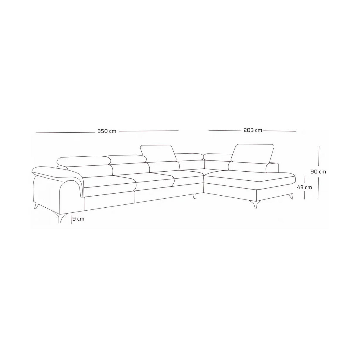 ECKSOFA Plaza Maxi Beige mit Schlaffunktion und Bettkasten 6x verstellbare Kopfstützen - Beige, Textil (203/350cm) - Muffo