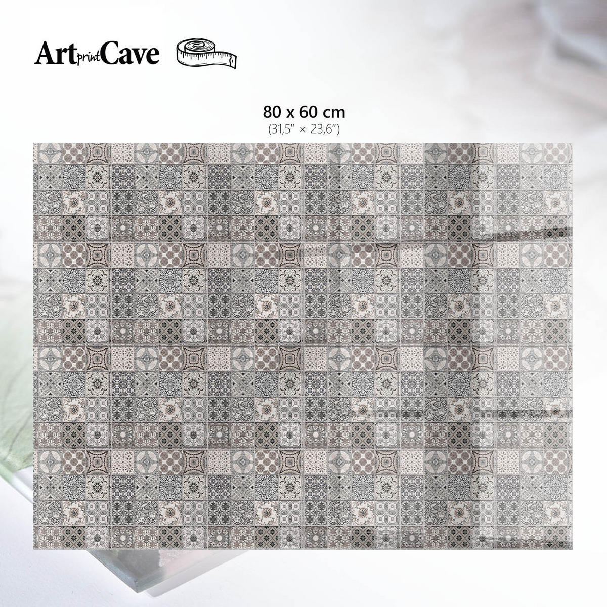 GLASPLATTE 80x60 cm – Vintage-Mosaik - Beige, Glas (0.4/80/60cm) - ArtPrintCave