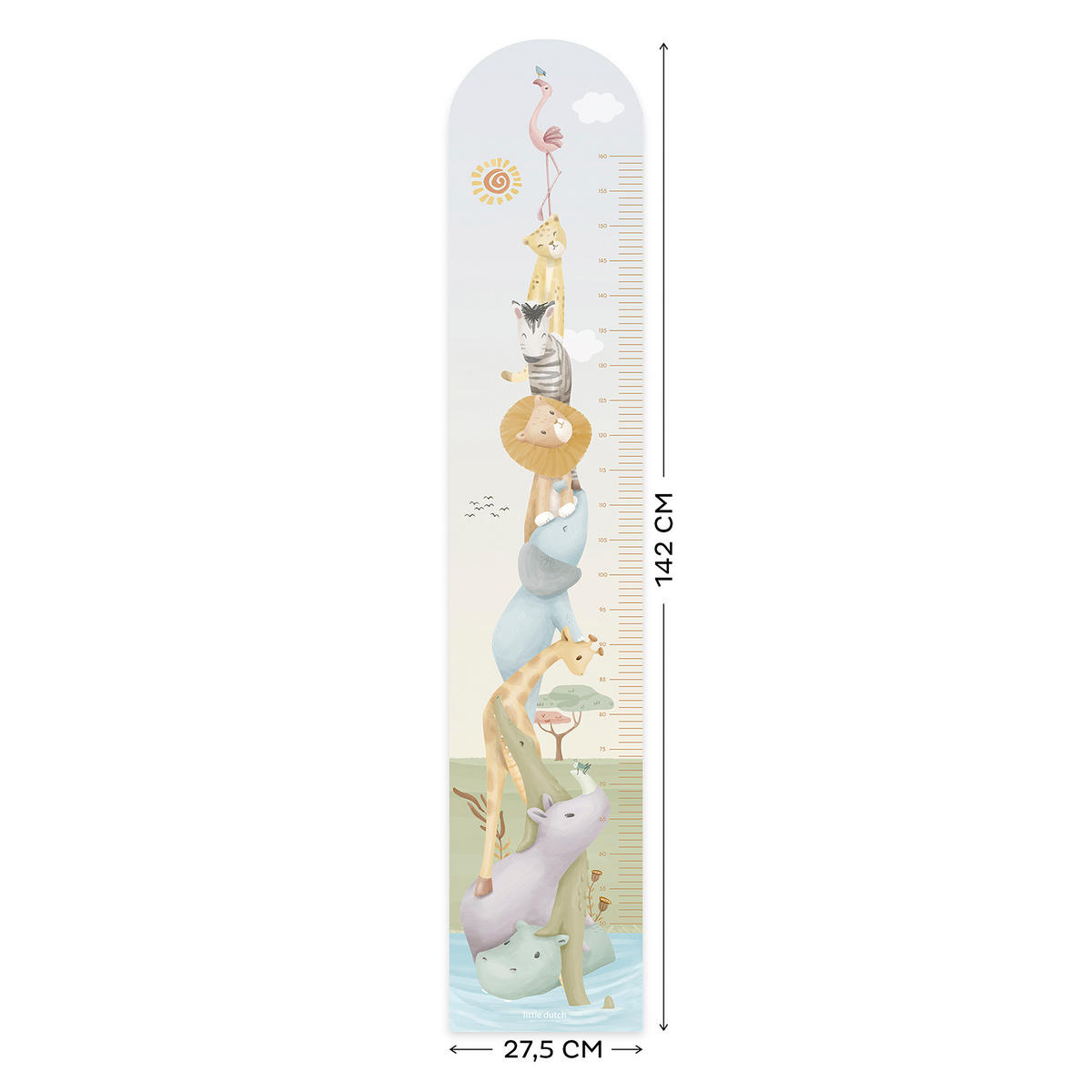 WACHTUMSMESSER Safari 142x27.5cm - Multicolor, Papier/Kunststoff (27.5/1cm) - Little Dutch