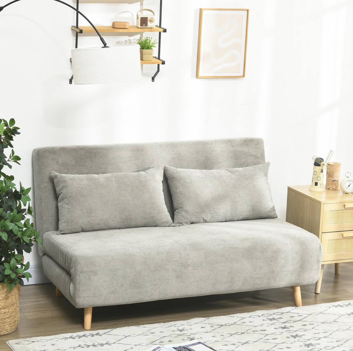 SCHLAFSOFA 141/90/81 cm in Grau – verstellbar mit 141/191 cm Liegefläche - Grau, Textil (90/81/141cm) - BEAOK