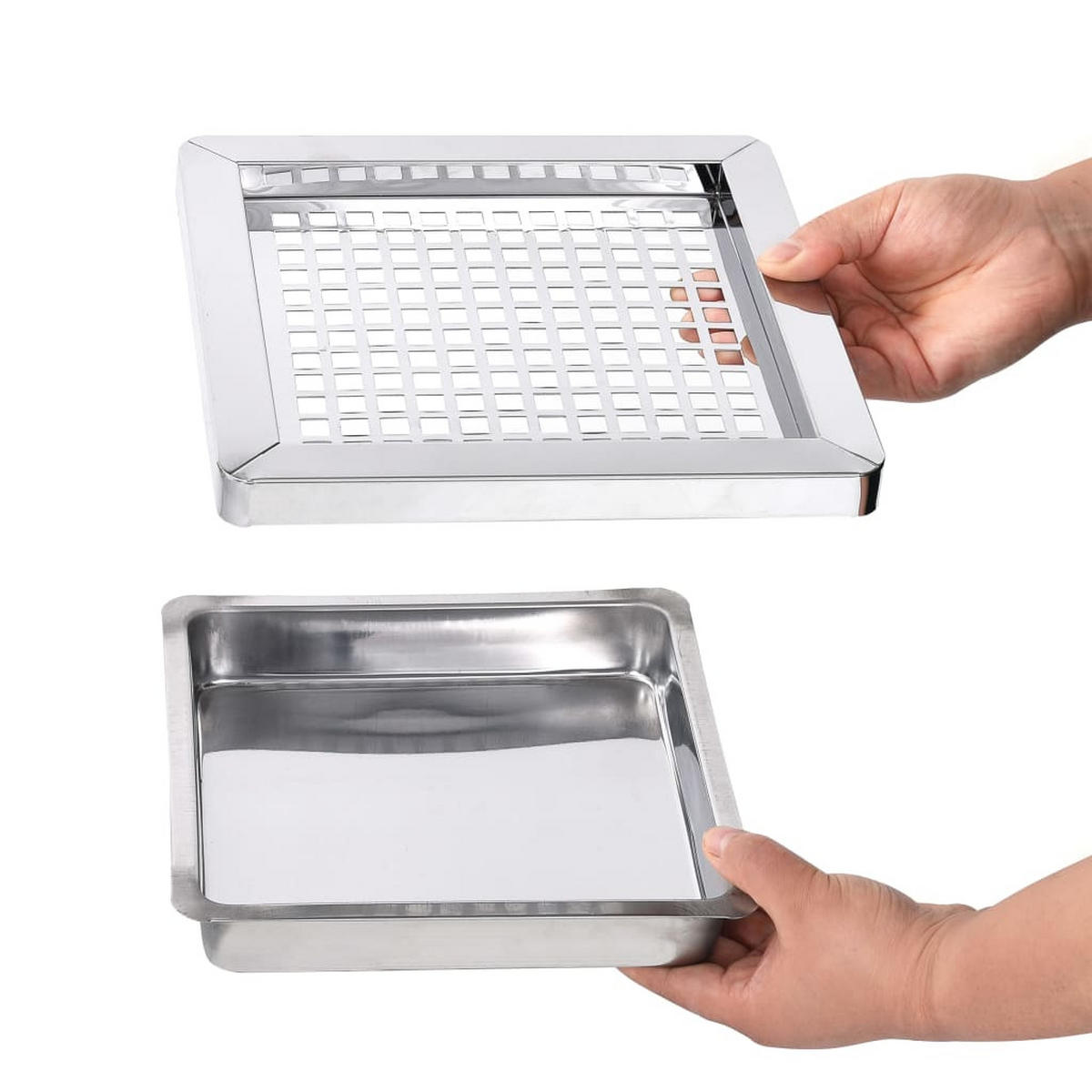 STANDASCHENBECHER für Draußen 36L Edelstahl 24x24x61 cm Silber - Silberfarben, Metall (24/61/24cm) - DELUKE