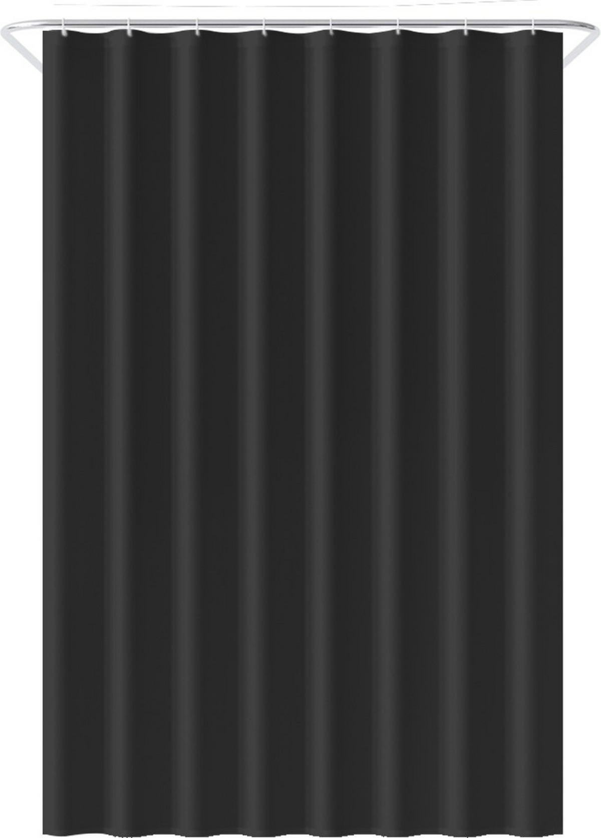 DUSCHVORHANG schimmelresistent Stoff Polyester waschbar Schwarz wasserdicht mit Haken 180 x 180 cm - Schwarz, Kunststoff (180/180cm) - MCBOSON