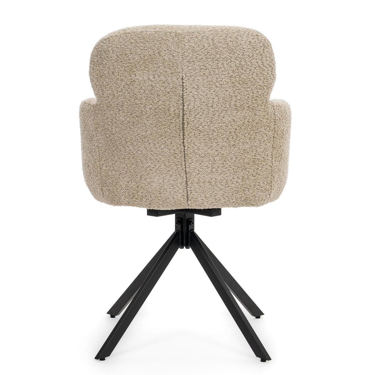 STUHL BIONE drehbar gepolsterter mit Steppung - hellbeige - Boucle - Beige/Schwarz, Textil/Metall (58/88/59cm) - NEW HOME