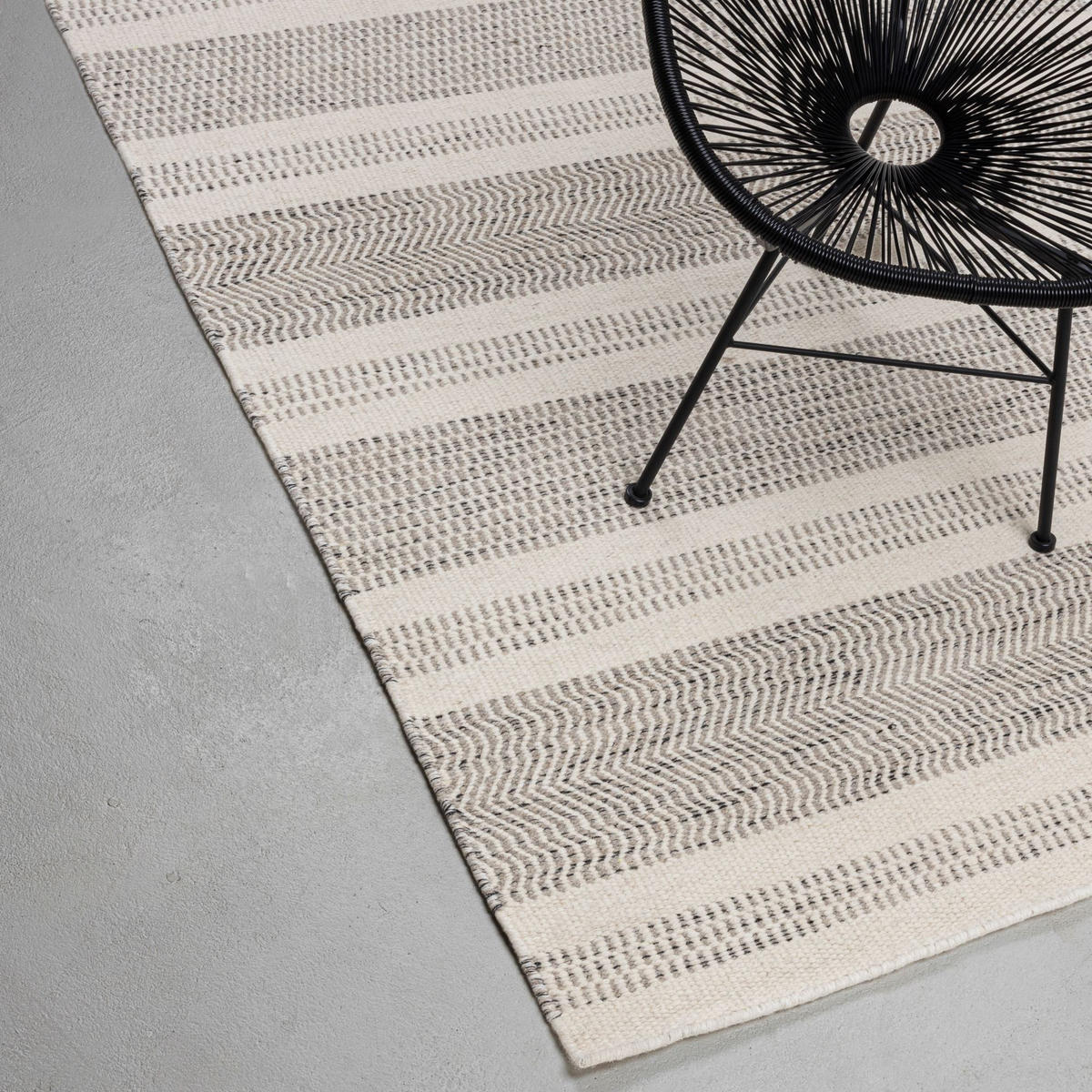 HANDWEBTEPPICH 2-Seitiger Skandi, modern 65x130 cm - Grau, Textil (65/130cm) - Rug and Roll
