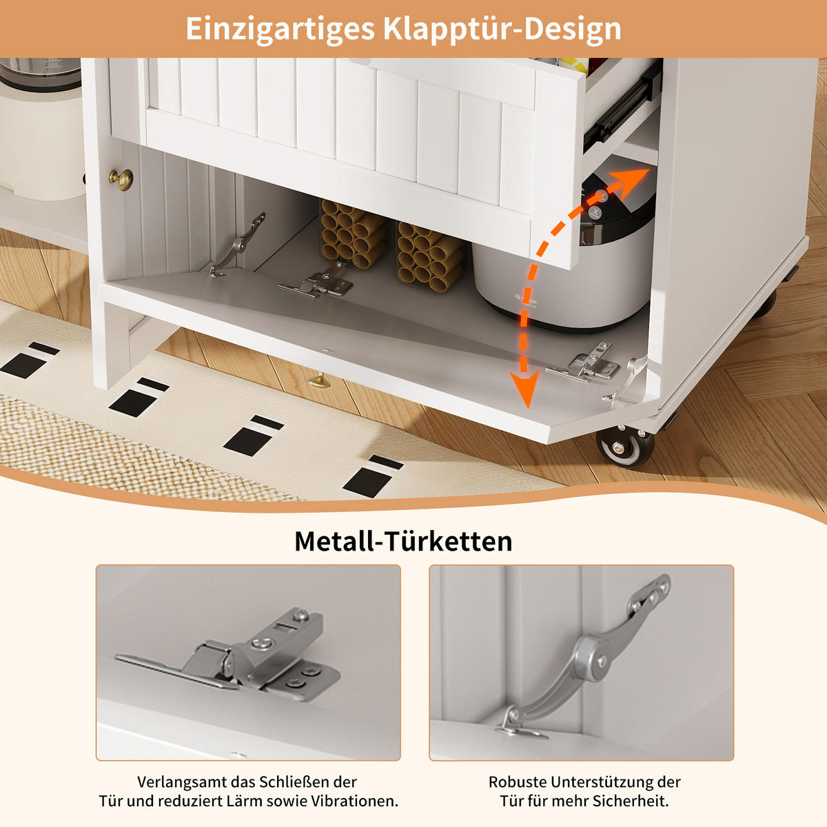 KÜCHENINSEL 133/37,3/88 cm Weiß aus MDF mit Klapptür - Weiß, Holzwerkstoff (133/88/37cm) - OKWISH
