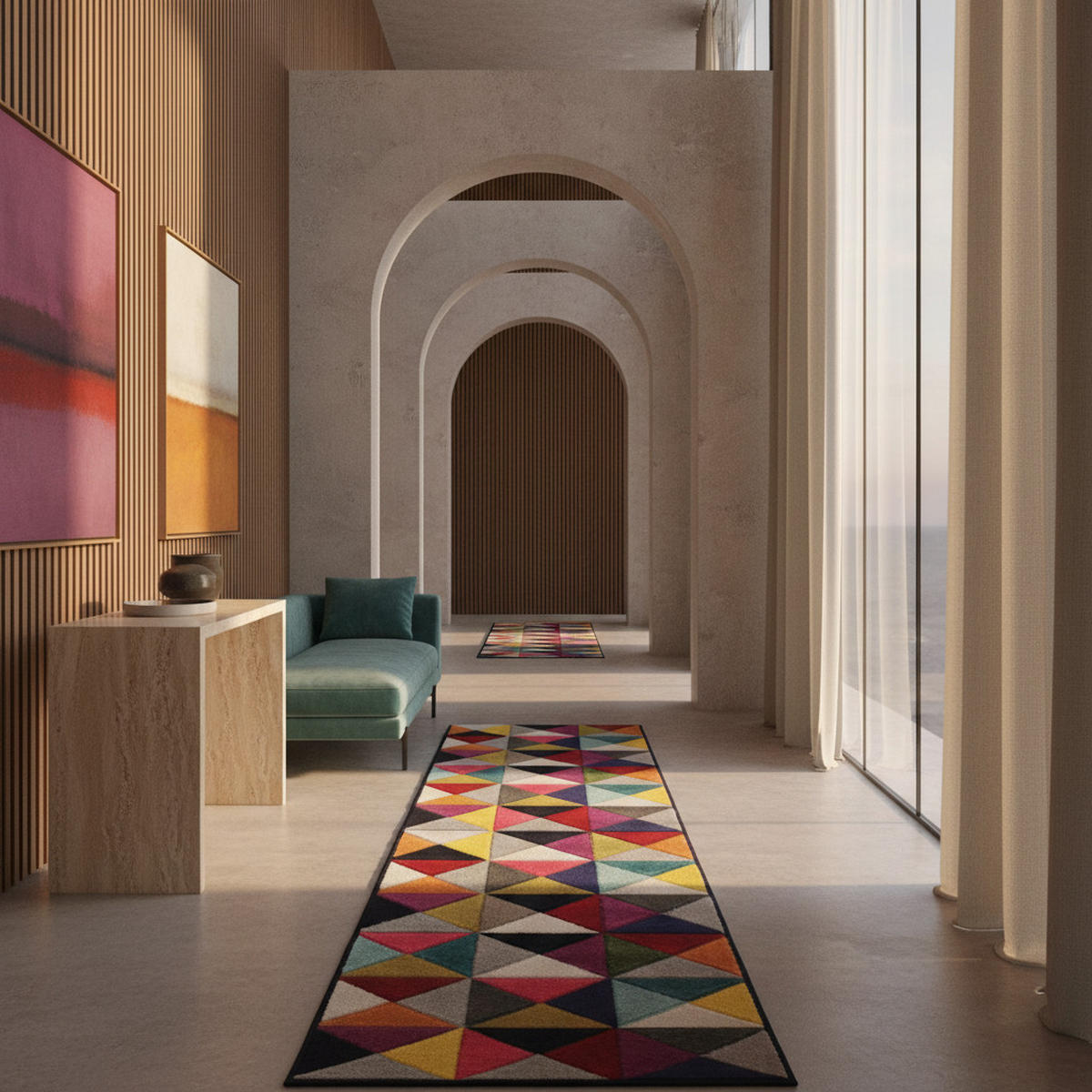 TEPPICH Bunt-Geometrisch-Design, designerstark MEON BEN, Multi 66x300 cm - Multicolor, Textil (66/300cm) - KADIMA DESIGN