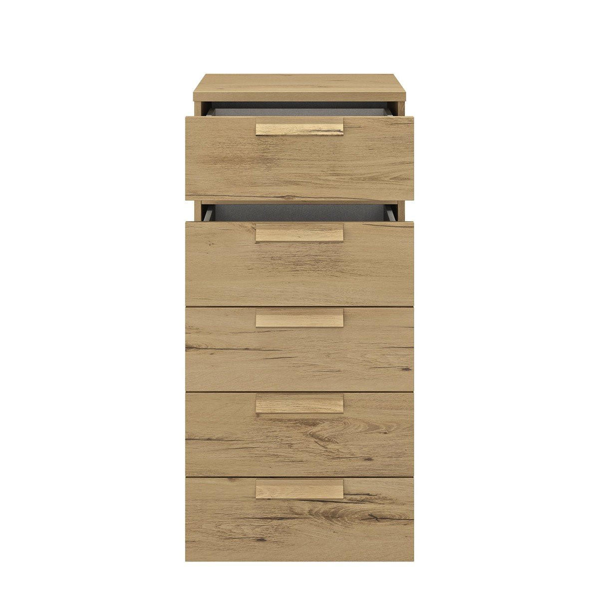 KOMMODE 5 Schubladen Cyrus - Französische Herstellung - 48/45/105 cm - Nussbaumfarben, Holzwerkstoff (45/105/48cm) - Calicosy