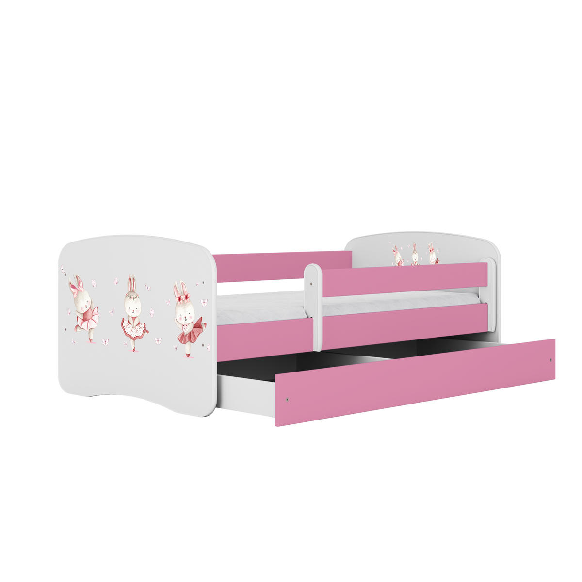 KINDERBETT Kaninchen mit Schmetterlingen mit Schublade 160/80 90/61/164 - Rosa, Holzwerkstoff (80/160cm) - RAUMHIRSCH FURNITURE
