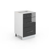KÜCHENUNTERSCHRANK Fame-Line Anthrazit Hochglanz 50 cm ohne AP - Anthrazit/Weiß, Holzwerkstoff (50/82/51.6cm) - Vicco