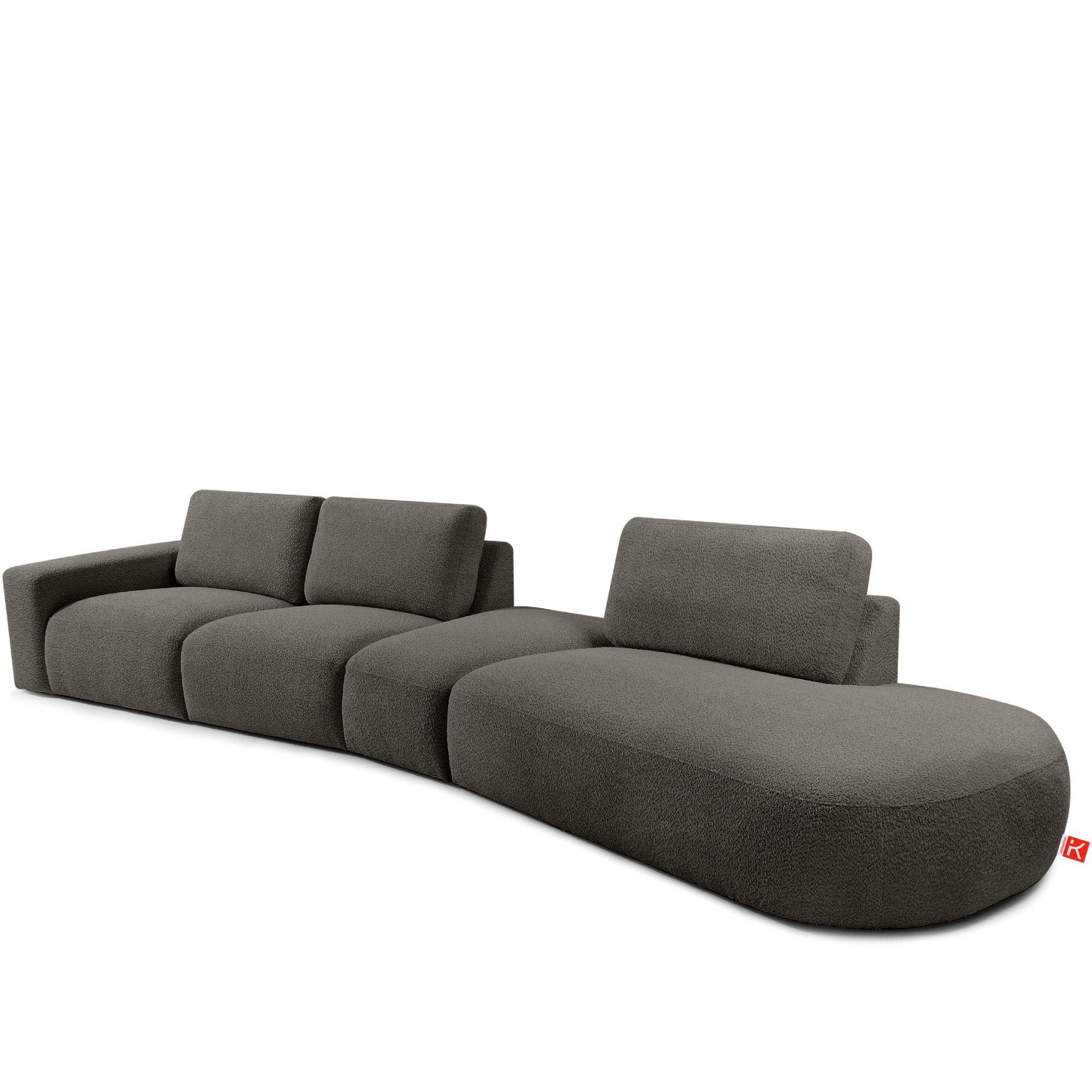 5-SITZER ECKSOFA ZUCCO Boucle rechts, Dunkelbraun - Dunkelbraun, Textil (430/84/105cm) - KONSIMO®