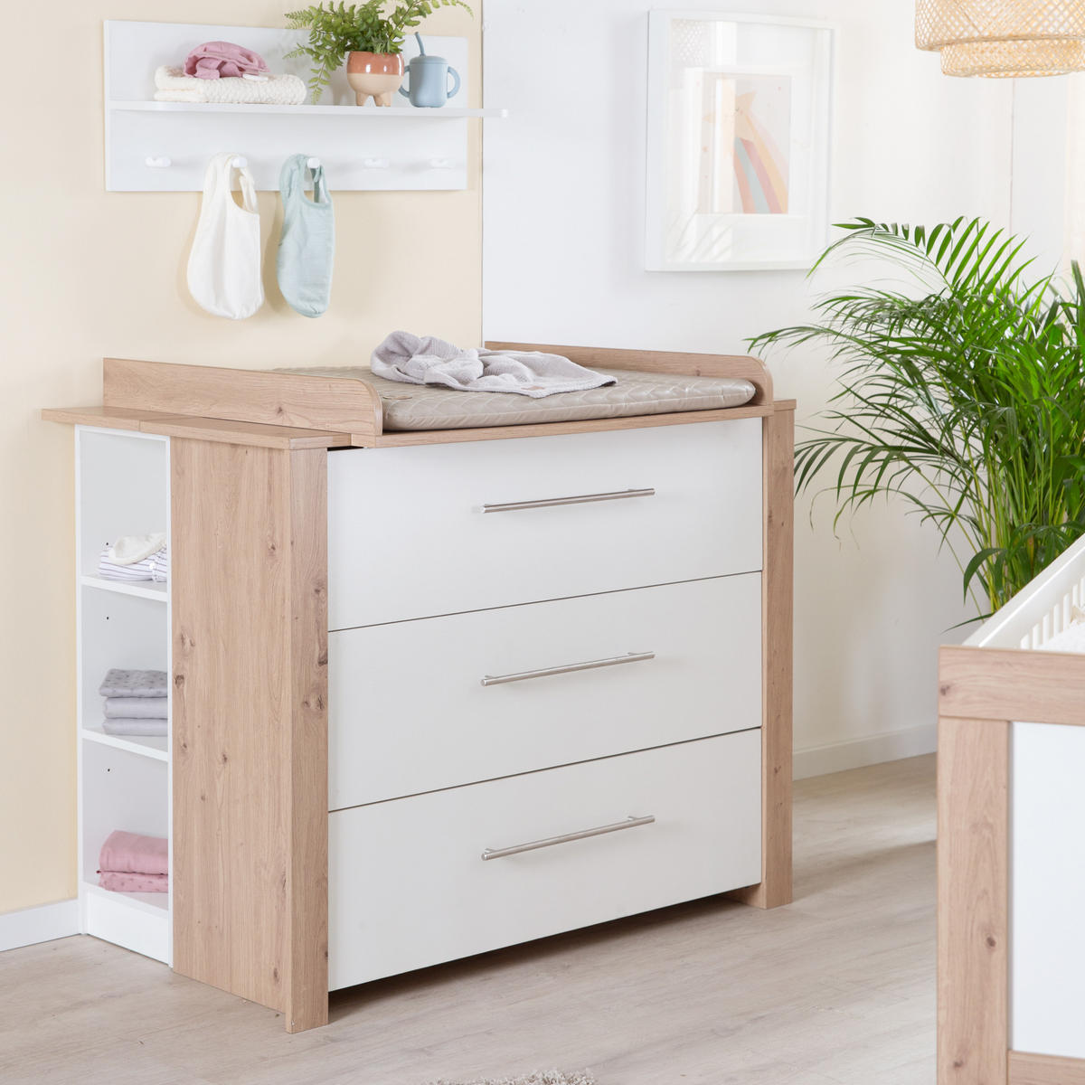 BABYZIMMER-SET Ira 3-teilig - Silberfarben/Weiß, Holzwerkstoff/Metall (76/82/142cm) - Roba