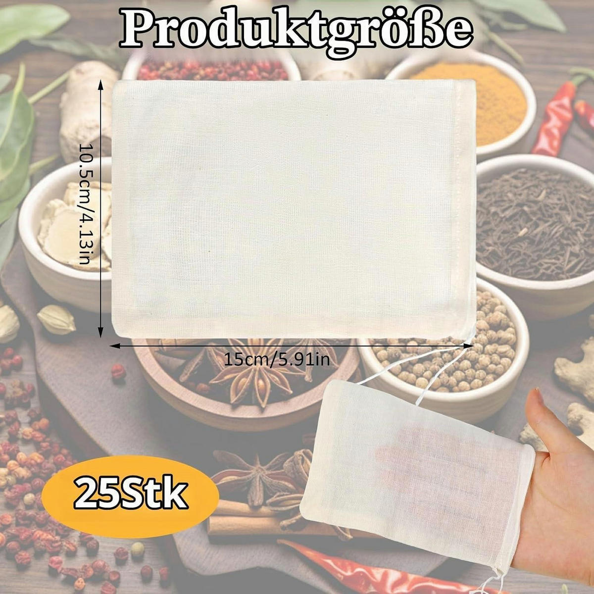 BAUMWOLLSÄCKCHEN 25 Stück 10 x 15 cm - Weiß, Textil (15/1.5/10.5cm)