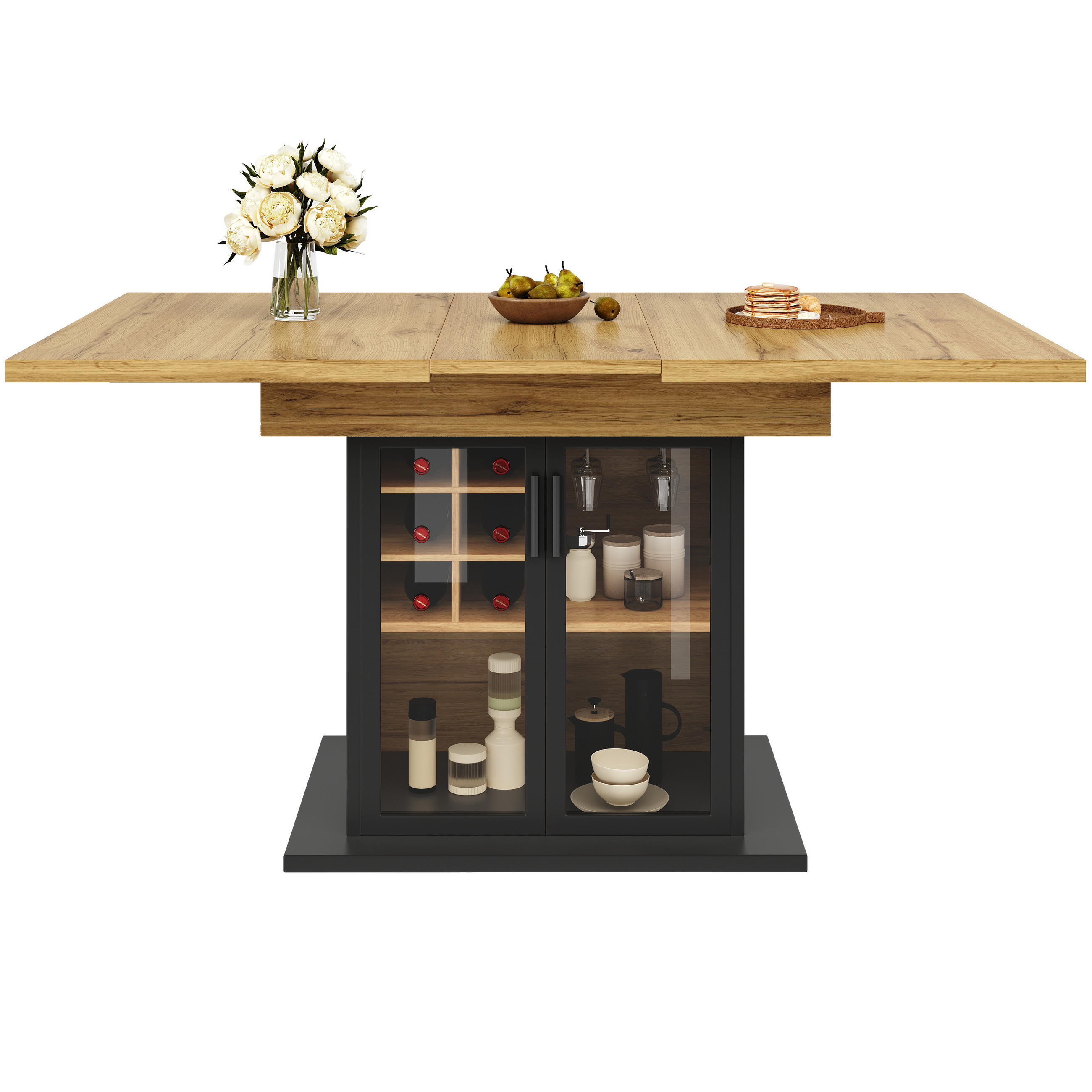 AUSZIEHTISCH Schwarz 110-140/80/76 cm - Schwarz, Holz (80/110/76cm) - PANGIVO
