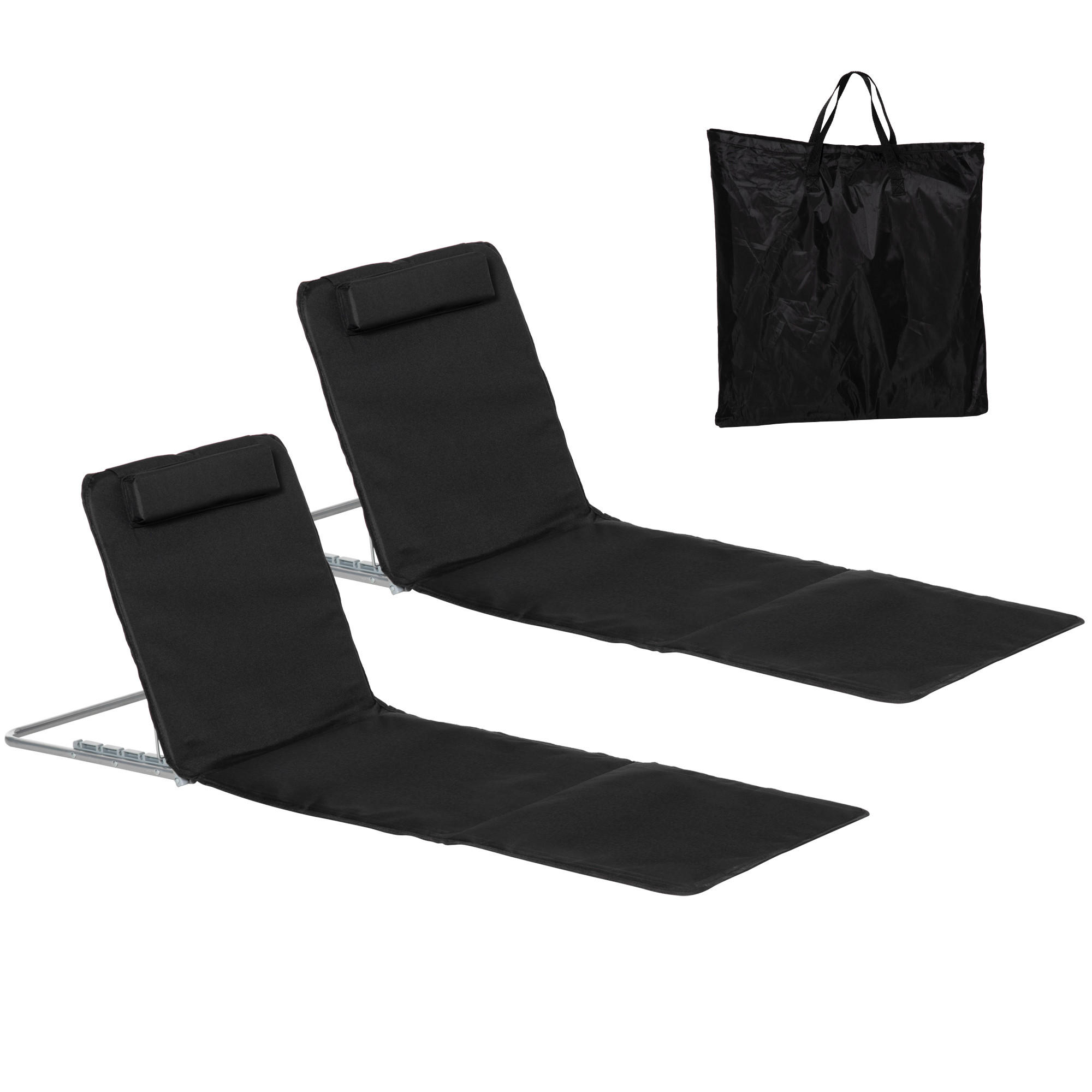 STRANDLIEGE Sonnenliege Gartenliege, klappbar, verstellbare Rücklehne, Seitentasche, 48 cm x 134 cm x 33-43 cm, Beige - Beige, Metall (134/43/48cm)