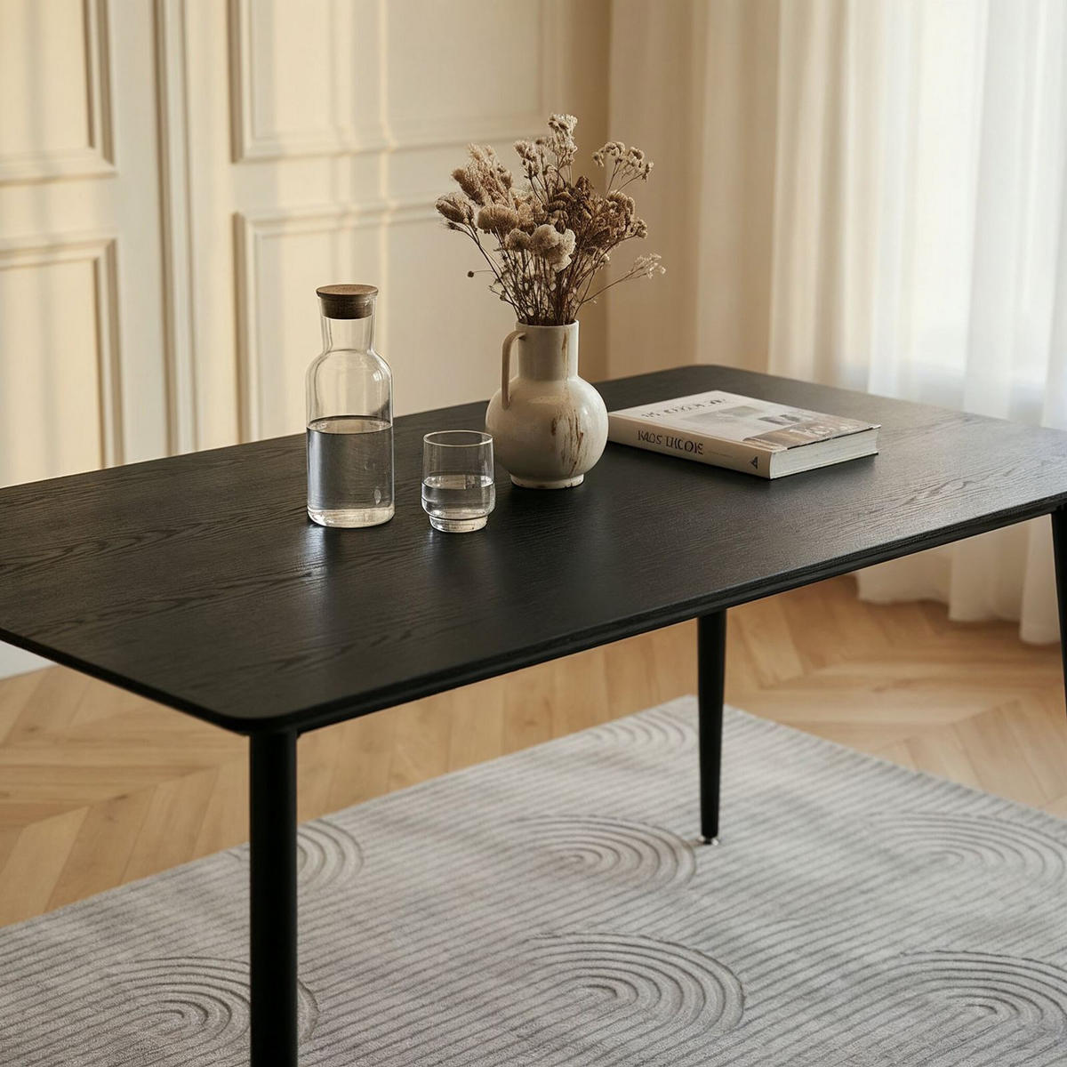 ESSTISCH NORA schwarz - Schwarz, Holzwerkstoff/Metall (80/120/75cm) - IDIMEX