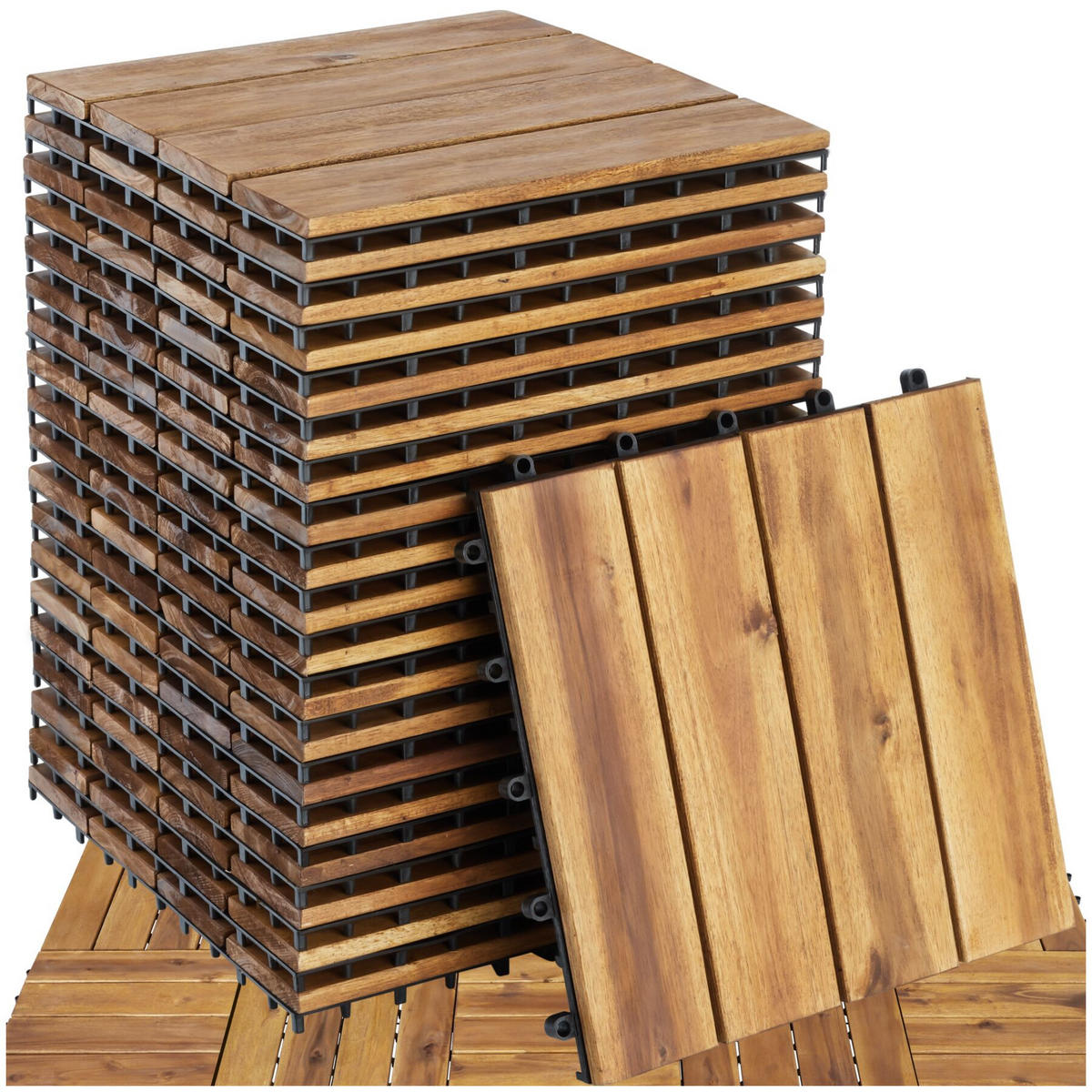 TERRASSENFLIESEN Tabula, 20er Set, 31 x 31 x 2,2 cm, braun - Braun, Holz (31/31/2.2cm) - tectake