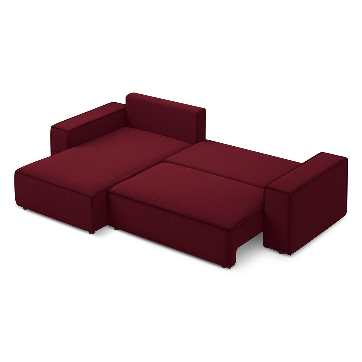ECKSOFA mit Schlaffunktion Samt Stoff Rot - Bordeaux/Rot, Kunststoff/Textil (185/290cm) - LaMiaSofa