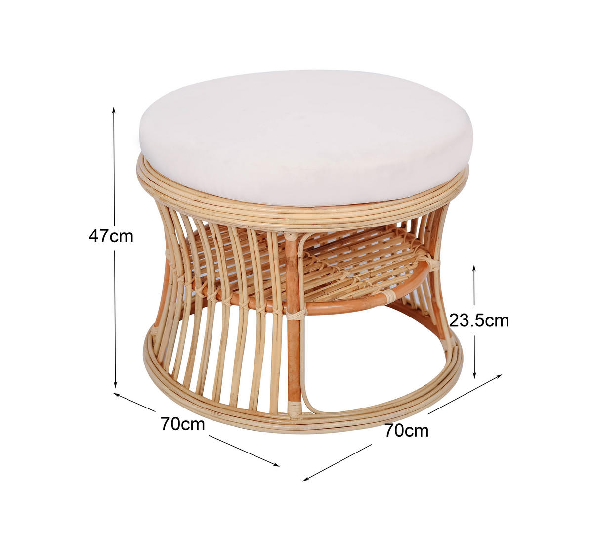POUF Rattan Beige - Beige, Holz (70/52.5/70cm) - Nordlys