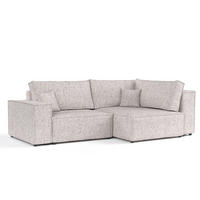 ECKSOFA AVION mit Schlaffunktion Beige im Neve Stoff - Beige/Schwarz, Holz/Holzwerkstoff (253/148cm) - AltaBeds
